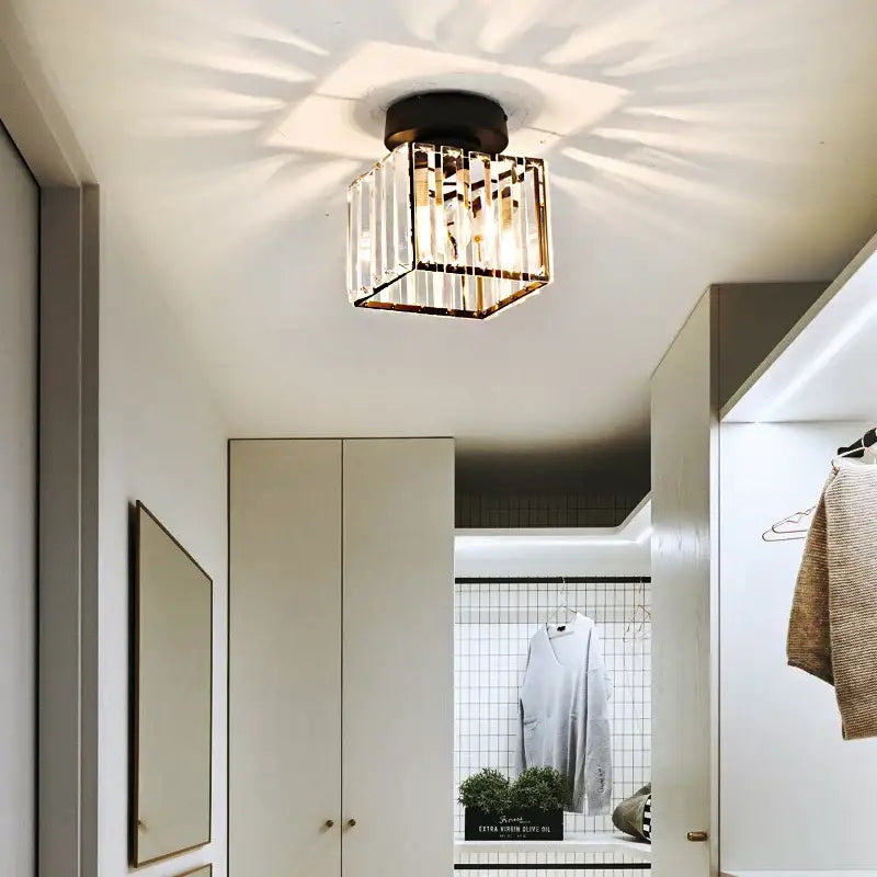 Modern luxury gold and black crystal aisle ceiling light with clear crystal bars perfect for decorbites crystal aisle corridor