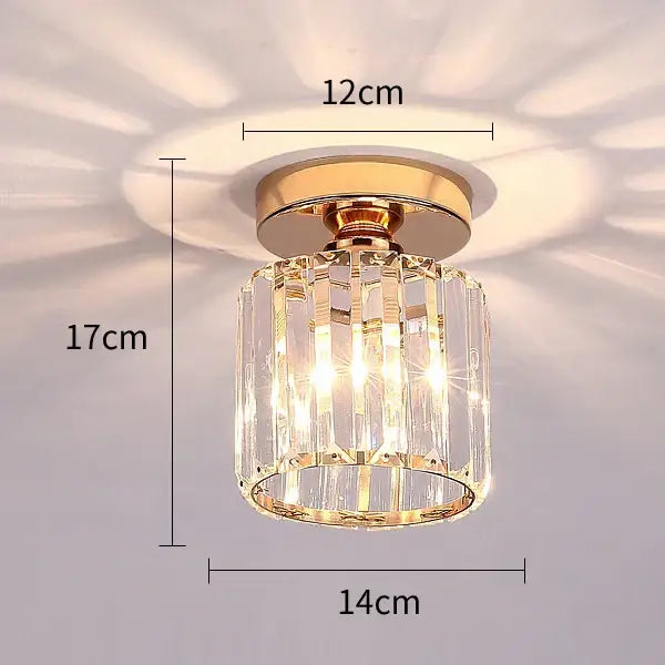 Modern luxury gold ceiling light with crystal aisle corridor design featuring faceted glass panels and brass base decorbites crystal aisle
