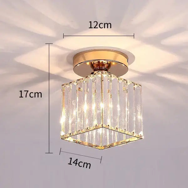 Modern luxury gold and black crystal aisle ceiling light with clear crystal prisms in hexagonal frame for crystal aisle corridor decorbites