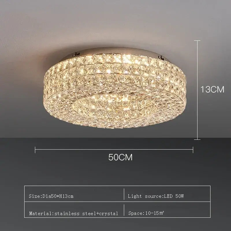 Modern luxury gold crystal led ceiling chandelier with multi-tier sparkling crystals in stainless steel frame for living room decorbites crystal led