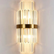 Modern luxury gold crystal led wall lamp with vertical crystal prisms for elegant bedroom decorbites crystal led wall design