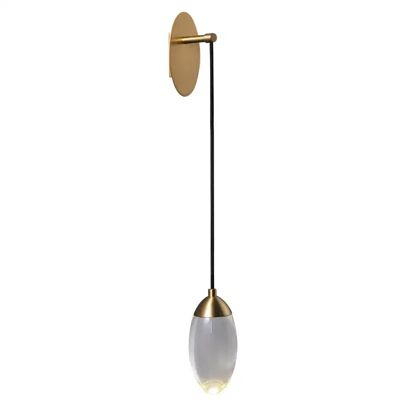 A modern luxury brass wall light with a frosted glass shade and black cord from decorbites crystal led collection