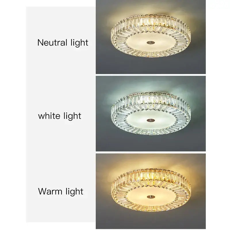 Modern luxury gold crystal round ceiling lamp with decorbites crystal round ceiling light and adjustable modes