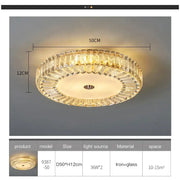 Modern luxury gold crystal round ceiling lamp with gold-toned iron frame and decorbites crystal round accents