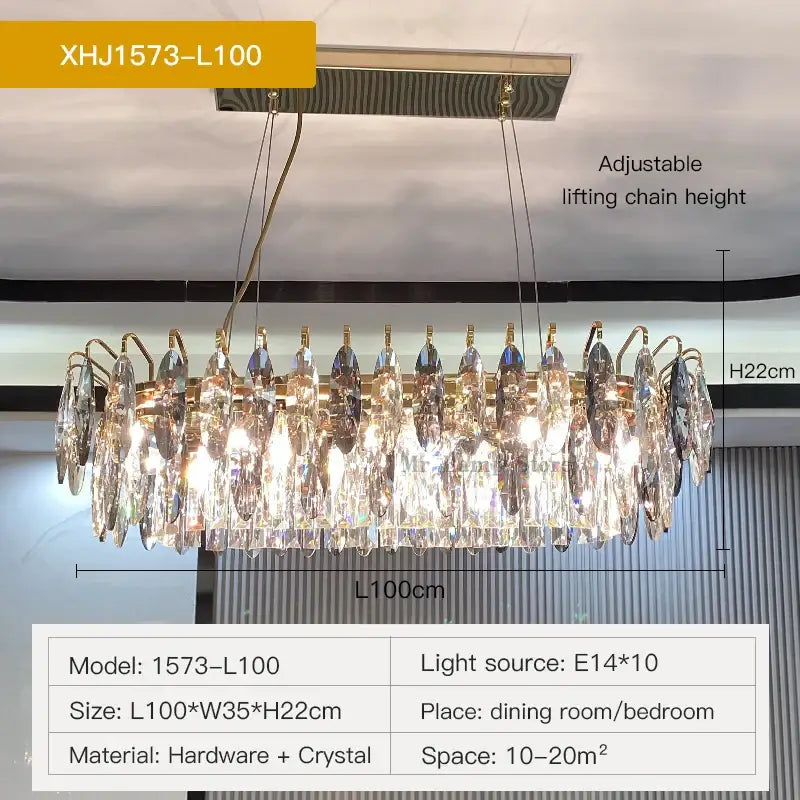 Modern luxury gold decorbites crystal atmosphere chandelier with rectangular frame and cascading crystal teardrop pendants