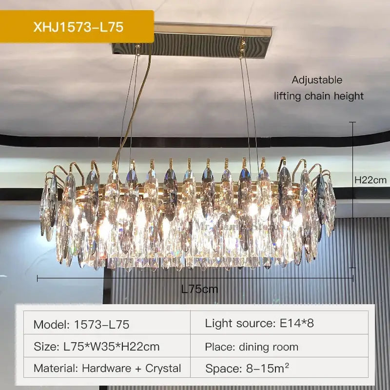 Modern luxury gold decorbites crystal atmosphere chandelier with cascading crystal droplets for dining room use