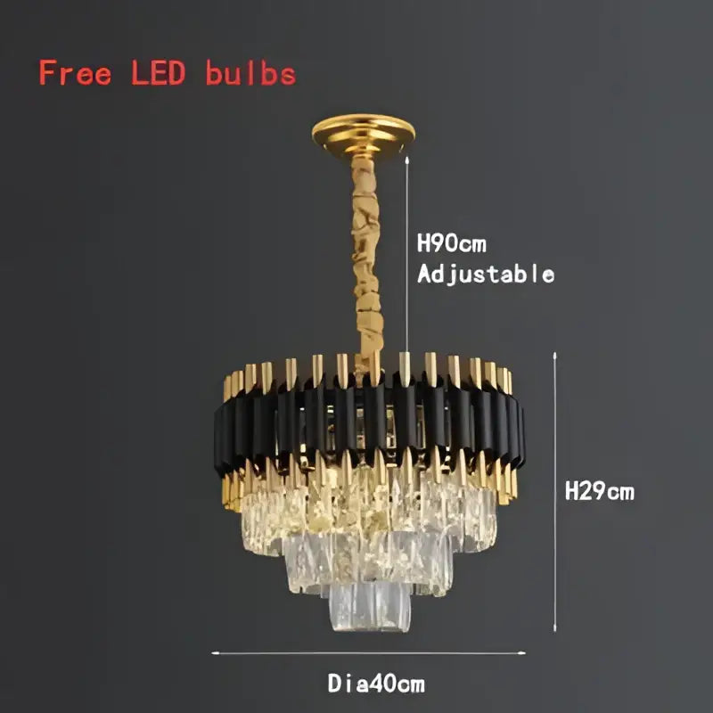 Modern luxury gold and white crystal chandelier with black crystal chandelier accents by decorbites for living room decor