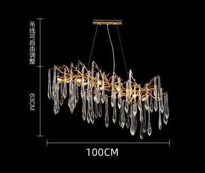 Modern luxury golden crystal water drop led chandelier with metal frame and cascading clear crystal droplets for dining room decorbites crystal water