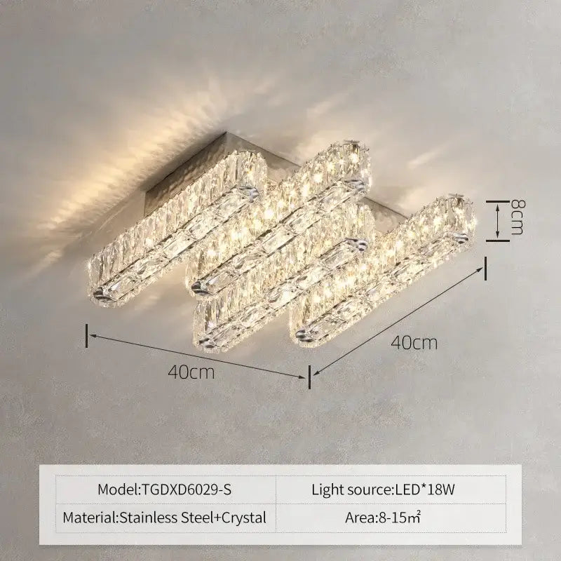 Modern luxury rectangular crystal ceiling chandelier with faceted bars and stainless steel base for decorbites crystal ceiling light