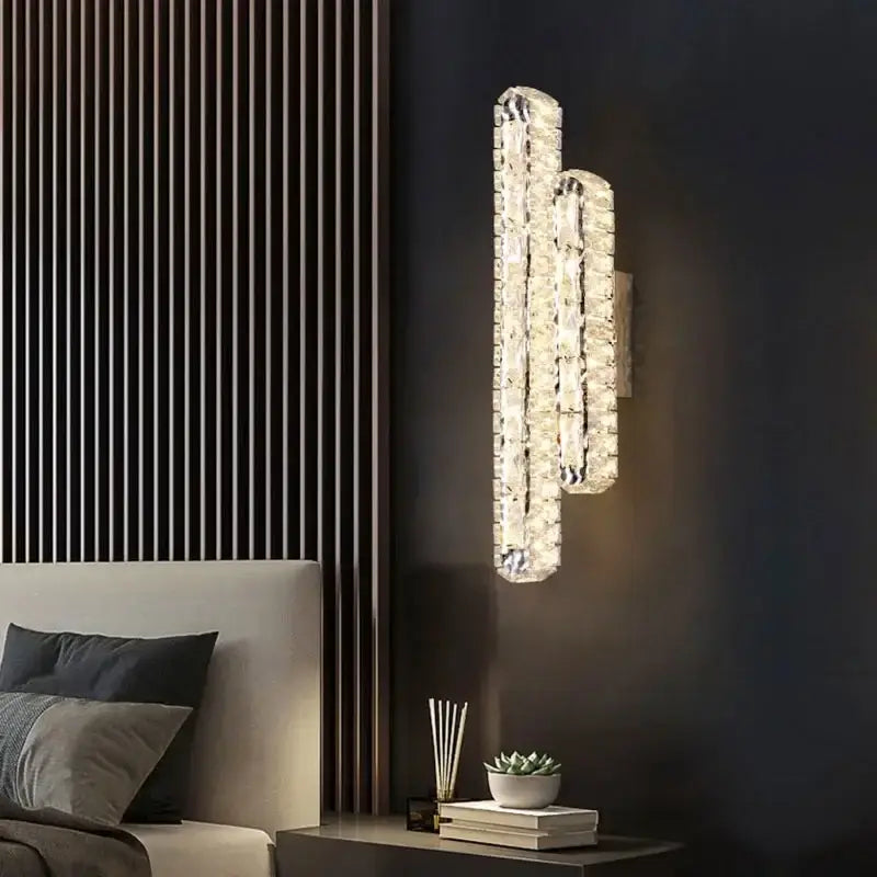 Modern luxury rectangular crystal ceiling chandelier with stacked facets refracting light for elegant decorbites crystal ceiling decor