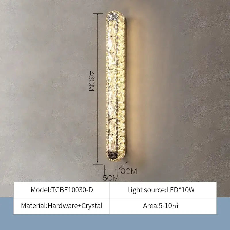 A sleek 46cm wall-mounted led ceiling chandelier light with embedded crystals refracting warm golden decorbites crystal ceiling glow