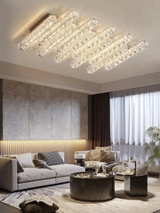 Modern luxury rectangular crystal ceiling chandelier with geometric design and LED lighting for living room decorbites crystal ceiling