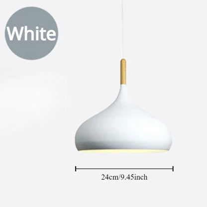 Modern Macaron Aluminum Pendant Light With Wood Accent - Decorbites