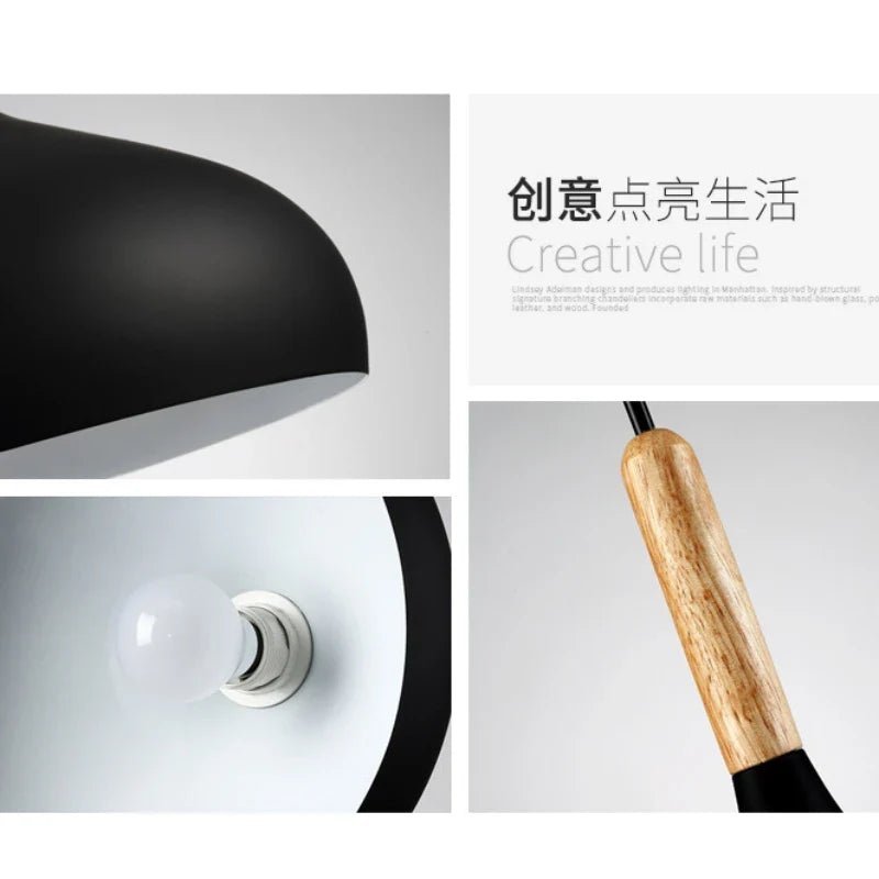 Modern Macaron Aluminum Pendant Light With Wood Accent - Decorbites