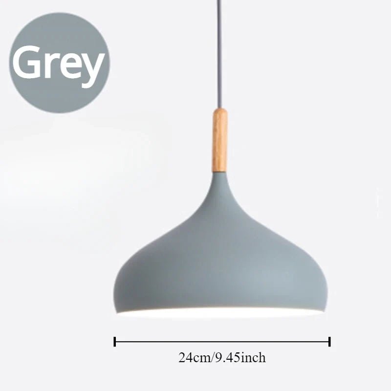 Modern Macaron Aluminum Pendant Light With Wood Accent - Decorbites