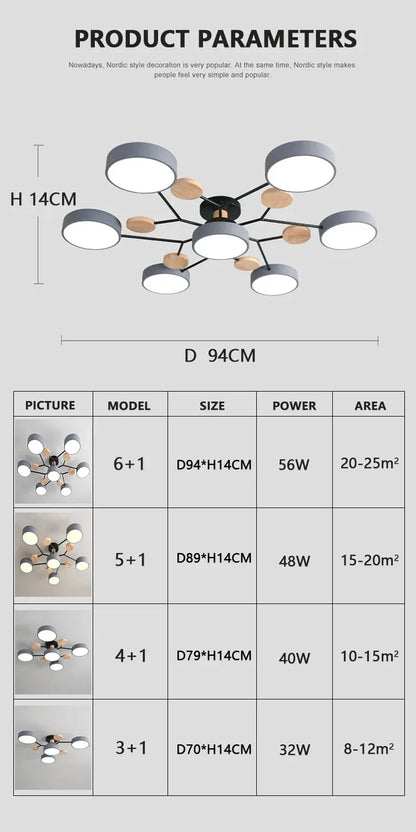 Modern Macaron Ceiling Chandelier with 3-Color Dimming - Chandelier