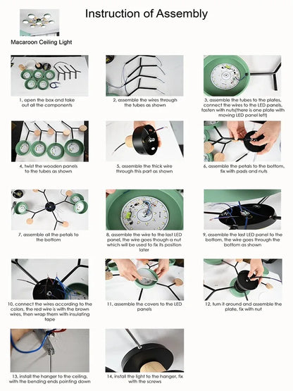 Modern Macaron Ceiling Chandelier with 3-Color Dimming - Chandelier