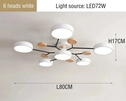 Modern Macaron Ceiling Chandelier with 3-Color Dimming - White 6 lights / 220 V / Three color dimming - Chandelier