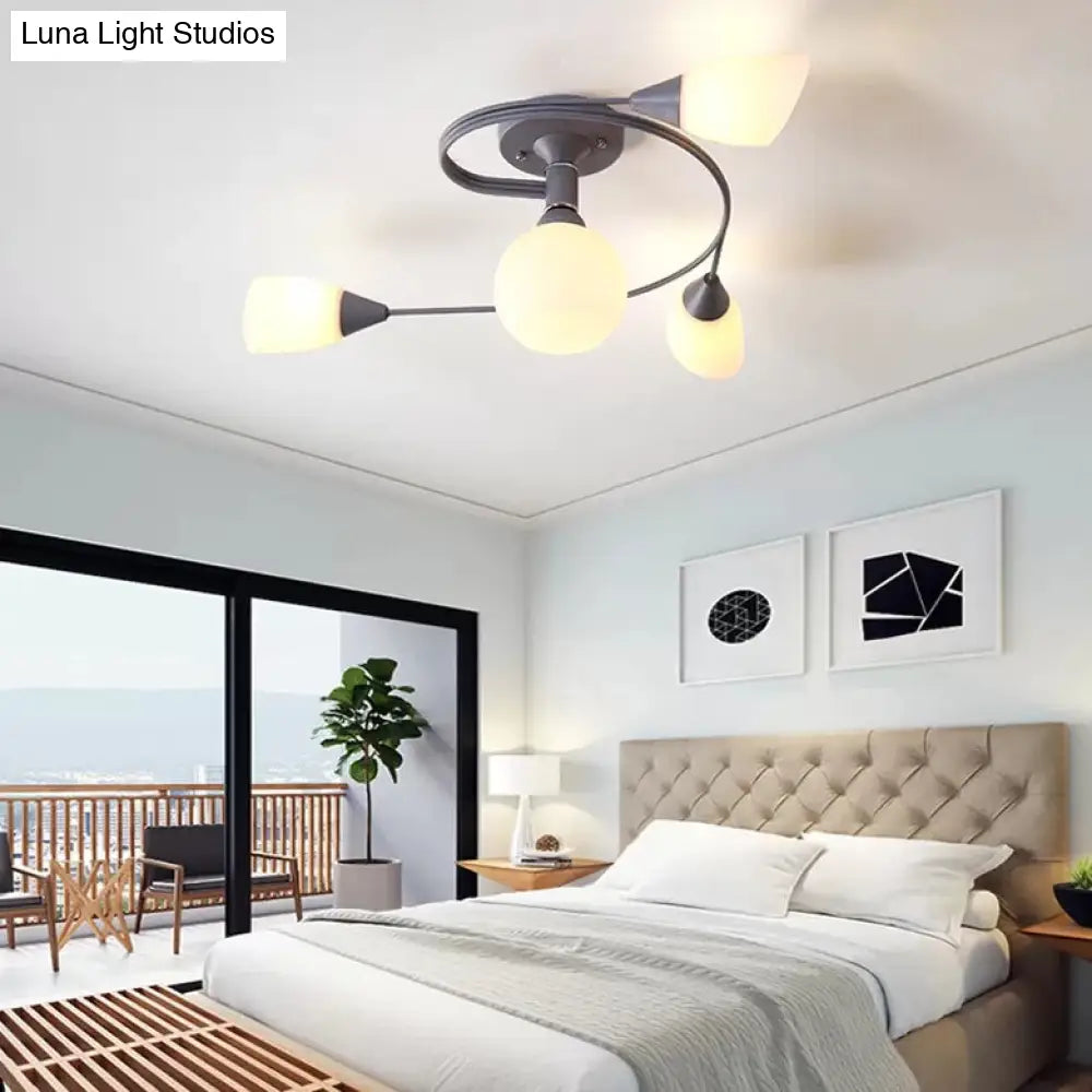 DecorBites™ DecorBites™ Modern Macaron Twist Semi-Flushmount Ceiling Light for Kitchen, Opal Glass and Metal