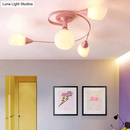 DecorBites™ DecorBites™ Modern Macaron Twist Semi-Flushmount Ceiling Light for Kitchen, Opal Glass and Metal