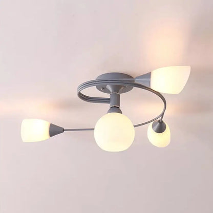 DecorBites™ DecorBites™ Modern Macaron Twist Semi-Flushmount Ceiling Light for Kitchen, Opal Glass and Metal