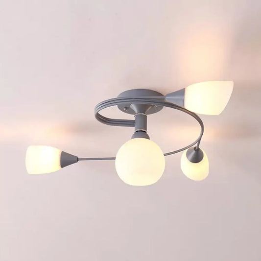 DecorBites™ DecorBites™ Modern Macaron Twist Semi-Flushmount Ceiling Light for Kitchen, Opal Glass and Metal