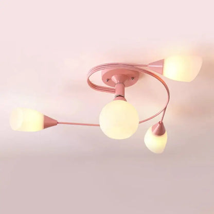 DecorBites™ DecorBites™ Modern Macaron Twist Semi-Flushmount Ceiling Light for Kitchen, Opal Glass and Metal