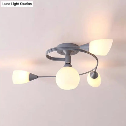 DecorBites™ DecorBites™ Modern Macaron Twist Semi-Flushmount Ceiling Light for Kitchen, Opal Glass and Metal