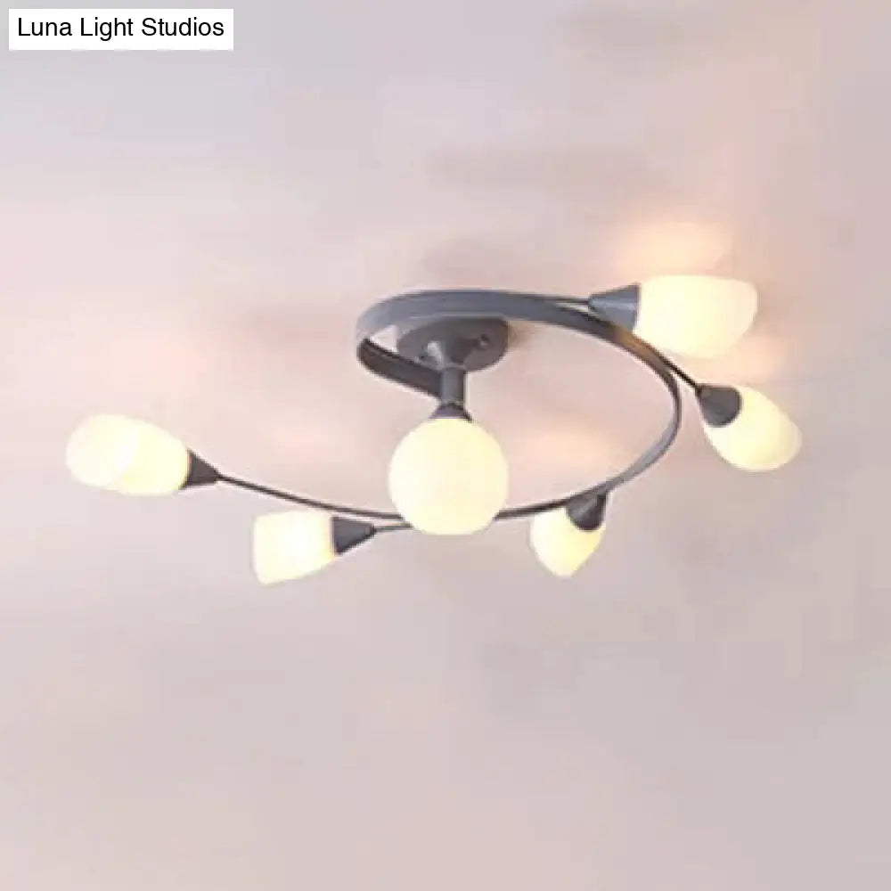 DecorBites™ DecorBites™ Modern Macaron Twist Semi-Flushmount Ceiling Light for Kitchen, Opal Glass and Metal