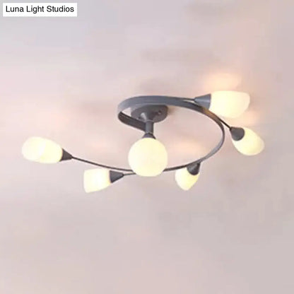 DecorBites™ DecorBites™ Modern Macaron Twist Semi-Flushmount Ceiling Light for Kitchen, Opal Glass and Metal
