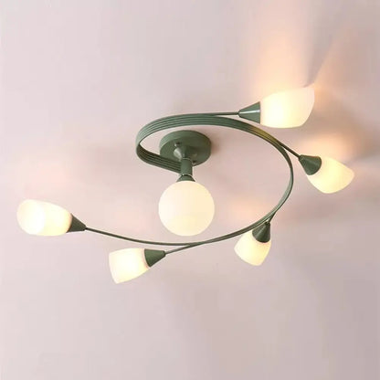 DecorBites™ DecorBites™ Modern Macaron Twist Semi-Flushmount Ceiling Light for Kitchen, Opal Glass and Metal