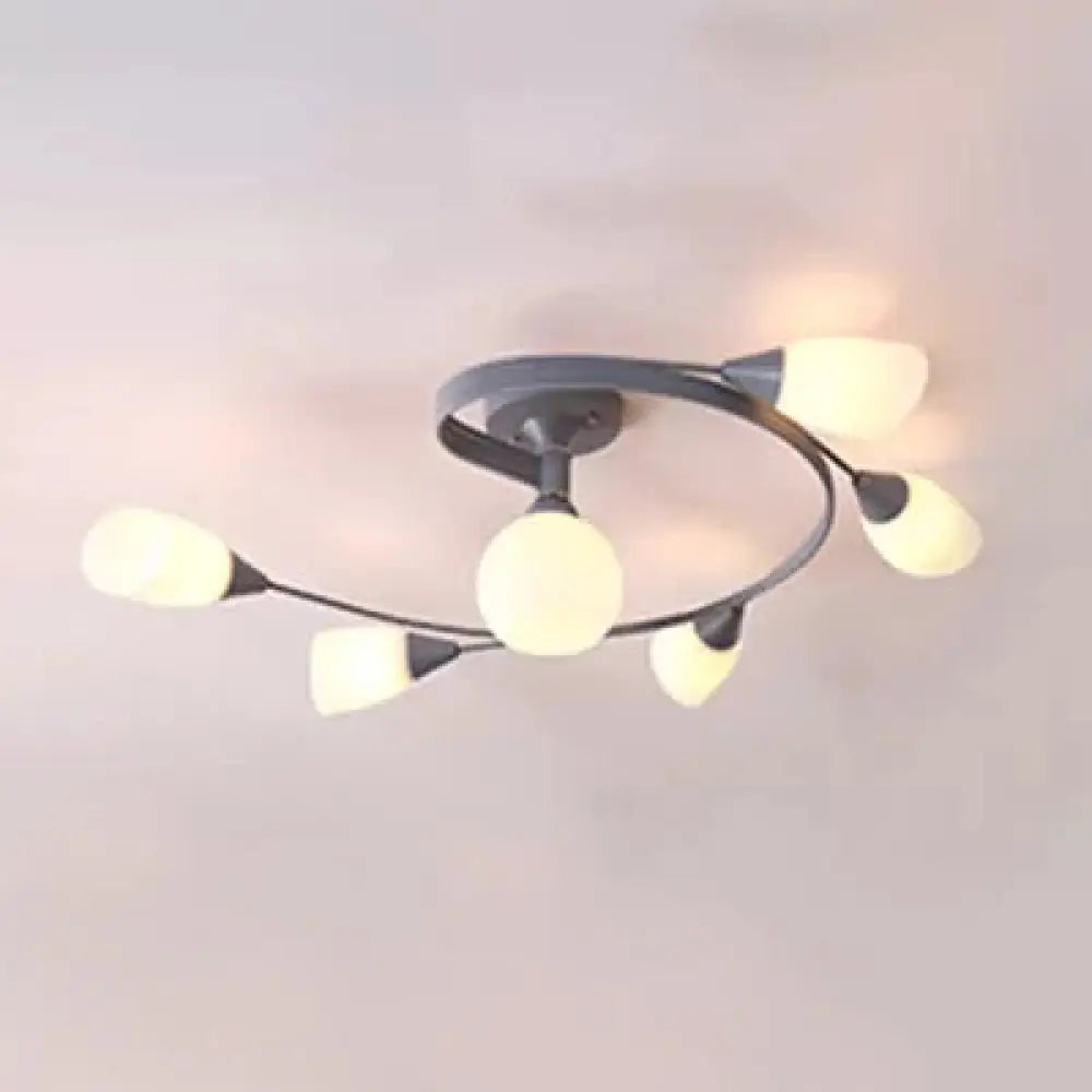 DecorBites™ DecorBites™ Modern Macaron Twist Semi-Flushmount Ceiling Light for Kitchen, Opal Glass and Metal