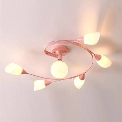 DecorBites™ DecorBites™ Modern Macaron Twist Semi-Flushmount Ceiling Light for Kitchen, Opal Glass and Metal