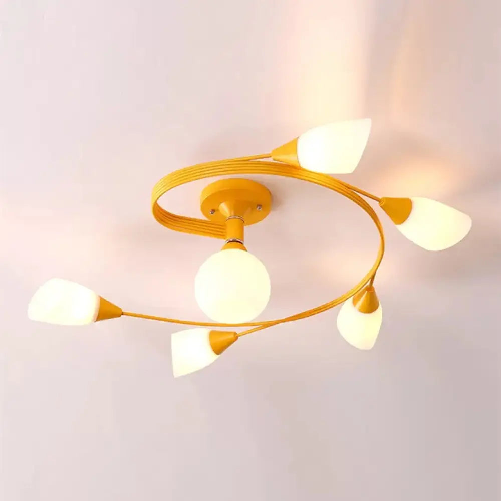 DecorBites™ DecorBites™ Modern Macaron Twist Semi-Flushmount Ceiling Light for Kitchen, Opal Glass and Metal