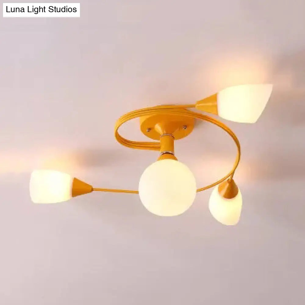 DecorBites™ DecorBites™ Modern Macaron Twist Semi-Flushmount Ceiling Light for Kitchen, Opal Glass and Metal