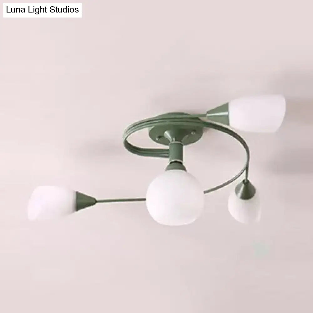 DecorBites™ DecorBites™ Modern Macaron Twist Semi-Flushmount Ceiling Light for Kitchen, Opal Glass and Metal