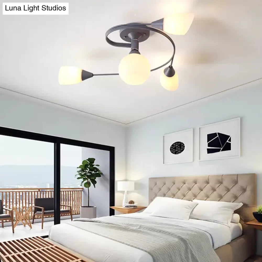 DecorBites™ DecorBites™ Modern Macaron Twist Semi-Flushmount Ceiling Light for Kitchen, Opal Glass and Metal