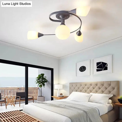 DecorBites™ DecorBites™ Modern Macaron Twist Semi-Flushmount Ceiling Light for Kitchen, Opal Glass and Metal