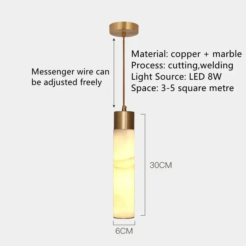 A sleek 30cm tall modern marble and copper led pendant light with warm glow for bedroom decorbites copper led pendant