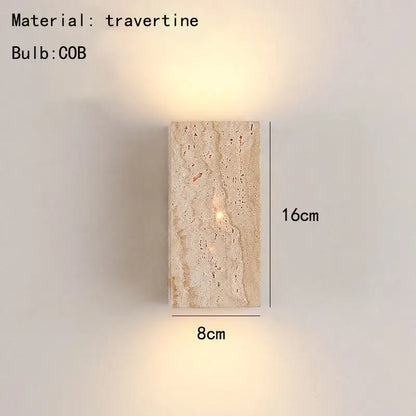 Modern marble cuboid stone led wall lamp with natural travertine texture and warm ambient lighting by decorbites cuboid stone