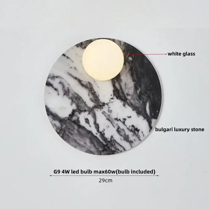 Modern marble glass globe led wall lamp with black and white marble base and white glass globe for bathroom mirror light decorbites glass globe wall lamp