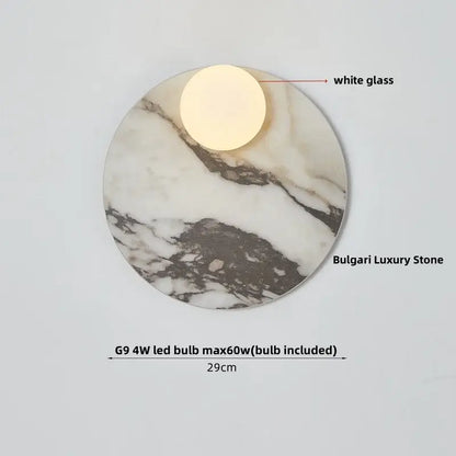 Modern marble glass globe led wall lamp with polished white marble base and central white glass globe for bathroom sconce decorbites glass globe wall lamp