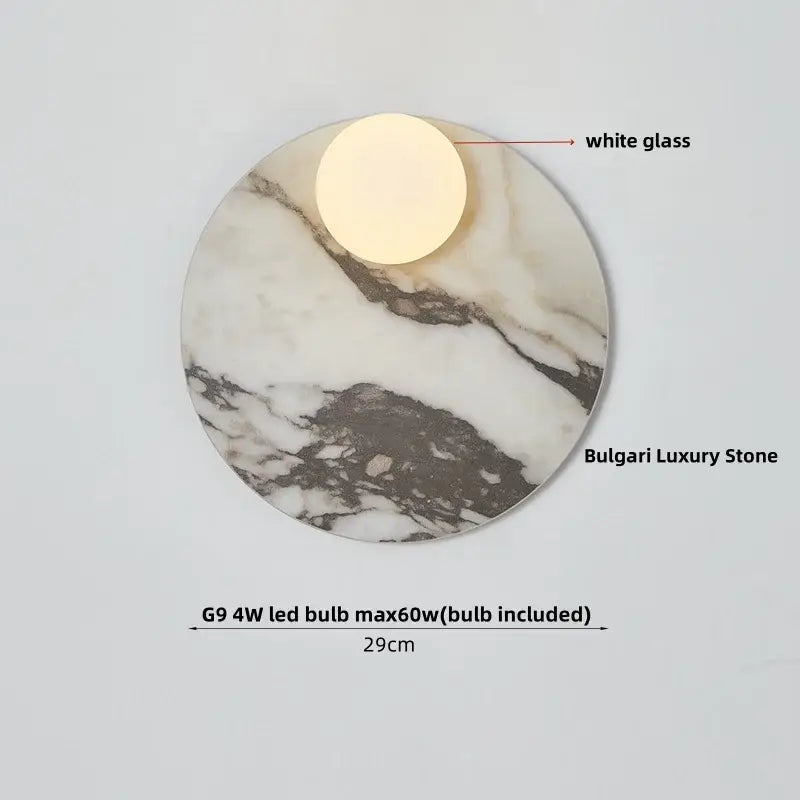 Modern marble glass globe led wall lamp with polished white marble base and central white glass globe for bathroom sconce decorbites glass globe wall lamp