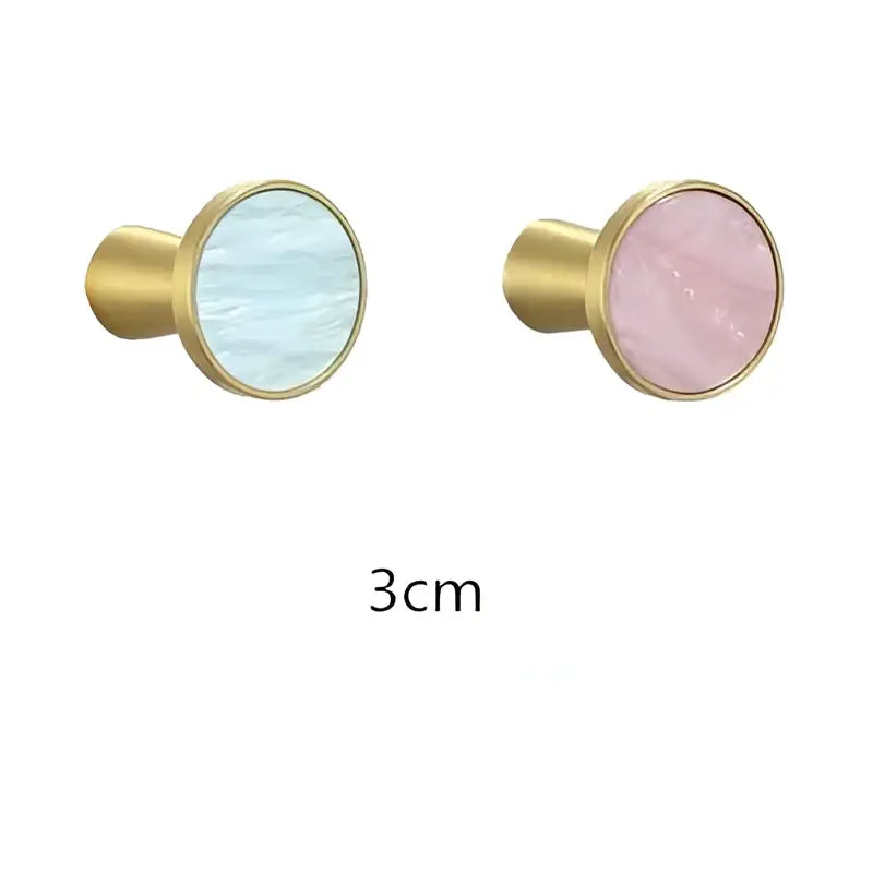 Modern marbled stone and decorbites brushed gold towel hook with light blue and pink stone inlays for bathroom decor