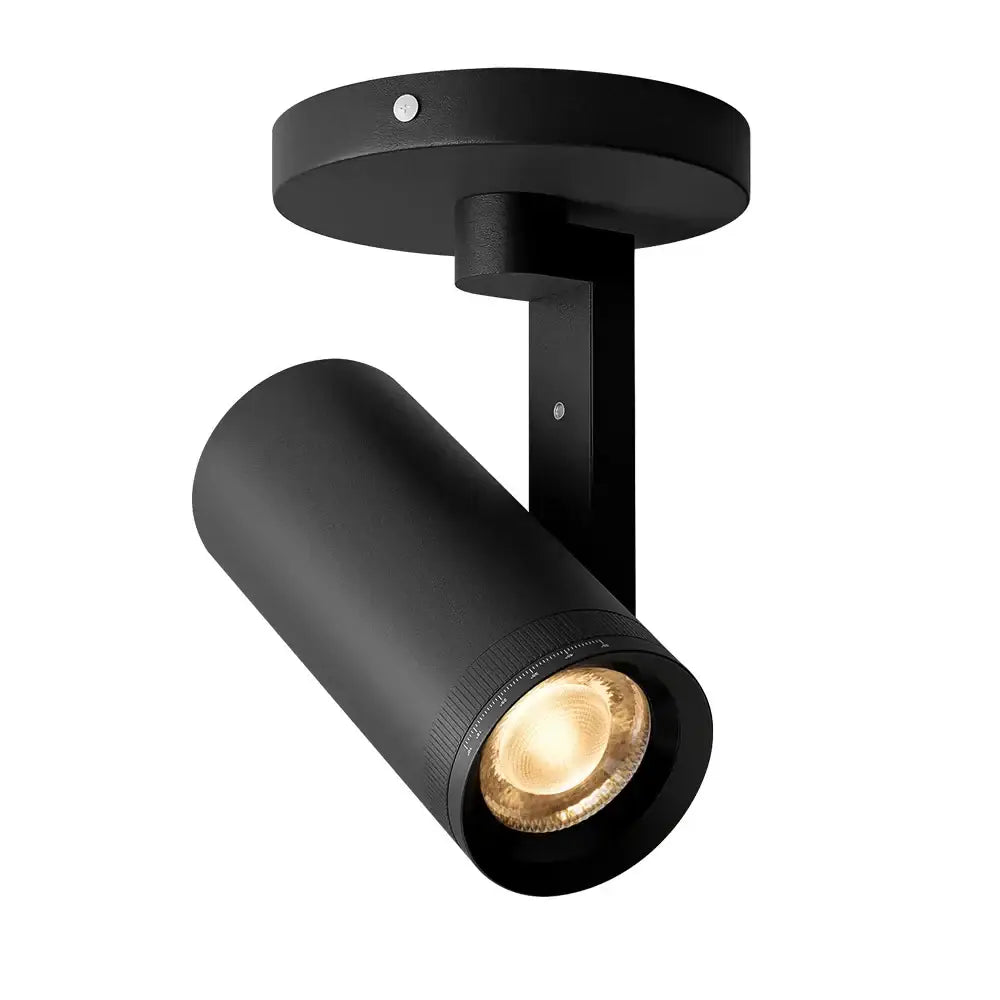 Black matte finished decorbites 12w dimmable led ceiling spotlight with cylindrical head and adjustable bracket for living room decor