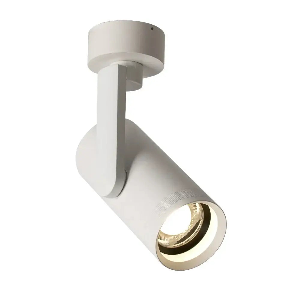 White matte-finished ceiling spotlight with cylindrical head and adjustable arm decorbites 12w dimmable led fixture