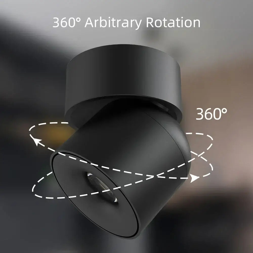 Modern matte black adjustable angle led downlight spotlight with 360-degree rotation for living room decorbites adjustable angle
