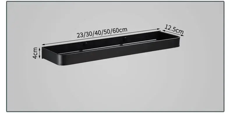 Modern matte black aluminum corner shelf with sleek matte finish 23 to 60 cm length for black aluminum bathroom storage by decorbites