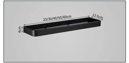 Modern matte black aluminum corner shelf with sleek matte finish 23 to 60 cm length for black aluminum bathroom storage by decorbites