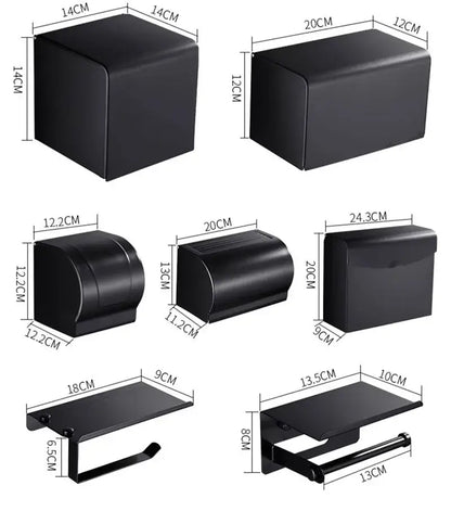 Modern matte black aluminum paper holder bathroom cube rack with sleek black aluminum bathroom decorbites finish